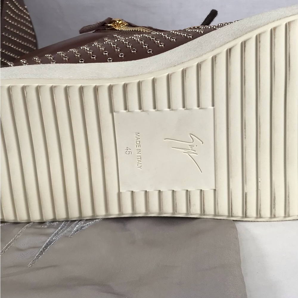 NEW Giuseppe Zanotti Brown Eyelet Sneaker Shoes Size EU 45= 12 (US) - Picture 10 of 12